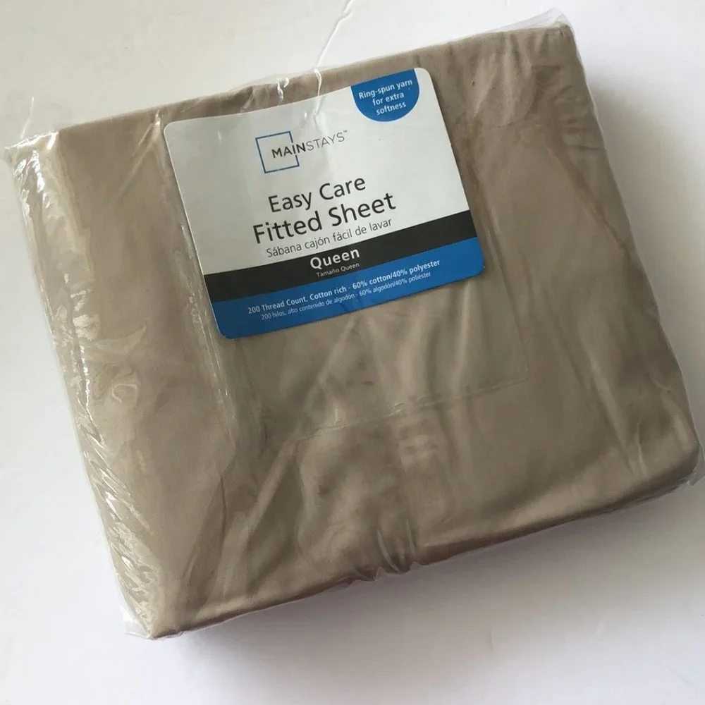 MAINSTAYS Fitted Sheet QUEEN LIGHT BROWN MAINSTAYS EASYCARE